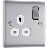 BG 13a DP Socket Brushed Steel White Insert 