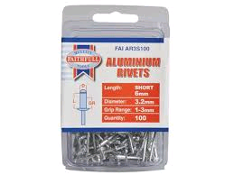 Faithfull Aluminium Rivets 3.2mm x 6mm Short Pre-Pack of 100 