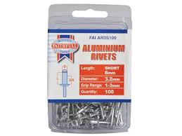 Faithfull Aluminium Rivets 3.2mm x 6mm Short 100pk