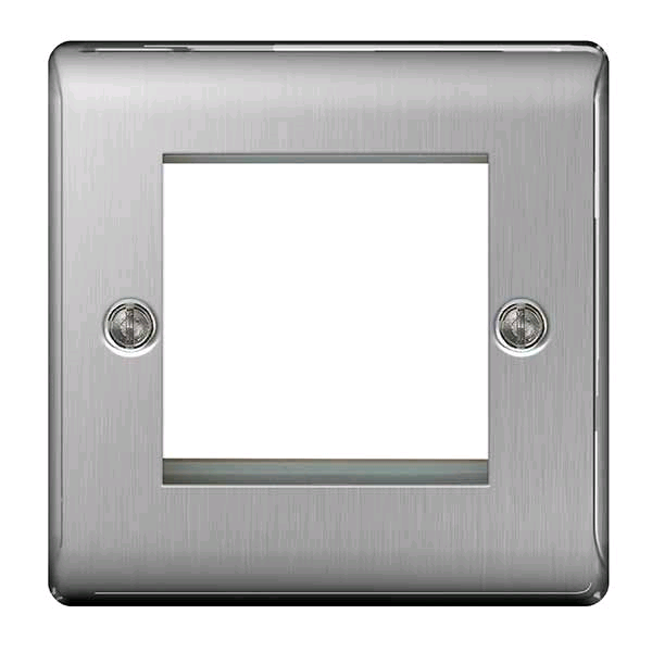 BG Euro Module 2 Gang Front Plate Brushed Steel 